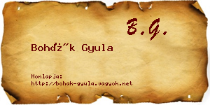 Bohák Gyula névjegykártya